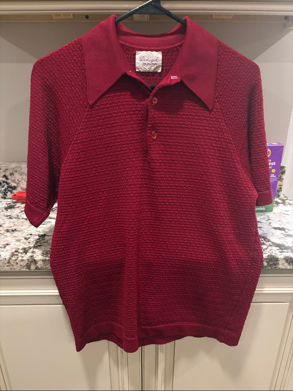 Vintage Donegal Colesta 1960s Polo in Deep Red